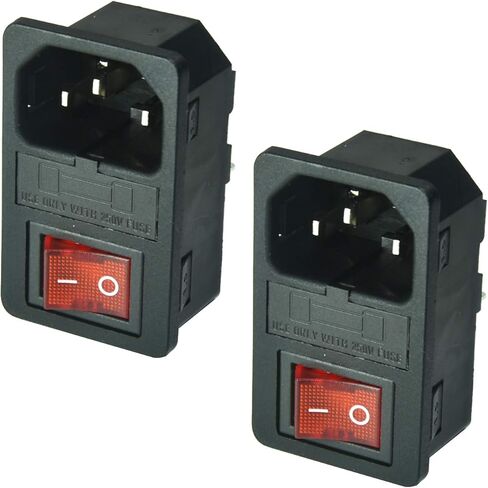 3 دبوس IEC320 C14 مدخل ذكر التوصيل مقبس الطاقة الضوء الأحمر قارب الروك التبديل مع حامل الصمامات التيار المتناوب 250 فولت 10A in Kuwait