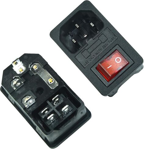 3 دبوس IEC320 C14 مدخل ذكر التوصيل مقبس الطاقة الضوء الأحمر قارب الروك التبديل مع حامل الصمامات التيار المتناوب 250 فولت 10A in Kuwait