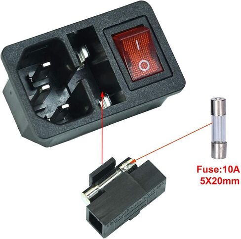 3 دبوس IEC320 C14 مدخل ذكر التوصيل مقبس الطاقة الضوء الأحمر قارب الروك التبديل مع حامل الصمامات التيار المتناوب 250 فولت 10A in Kuwait