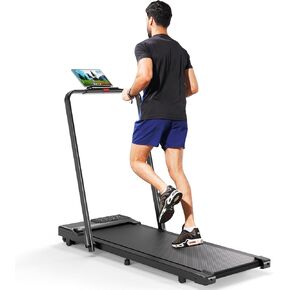 جهاز مشي MJWW مع شريط مقبض، جهاز مشي 3 في 1 قابل للطي للمساحات المنزلية الصغيرة، وسادة مشي محمولة تحت المكتب بقوة 3.0 حصان مع تطبيق، سعة 300 رطل in Kuwait