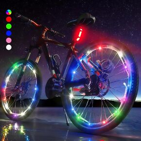 LED Bike Wheel Lights with USB Bicycle Tail Light, Mini Bike Spoke Lights for Wheels, Waterproof, 3 Lighting Modes, Night Cycling Bicycle Accessories for Safety & Style for Adults Kids(2 Pack) in Saudi Arabia