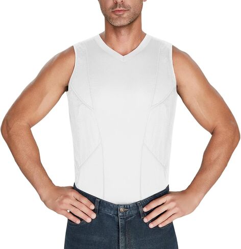 Conceal Carry Shirts for Men V Neck Concealed Carry Tank Top Sleeveless Holster Shirt with Two Large Pockets in Saudi Arabia