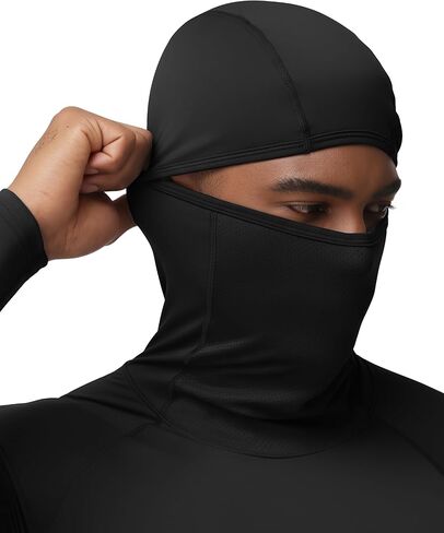 قميص رجالي مضغوط بقلنسوة مع قناع، قميص رياضي بأكمام طويلة وطبقة أساسية رياضية، قميص داخلي رياضي بارد وجاف للتمرين in Kuwait