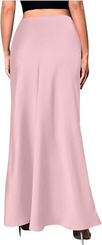 Womens Solid Satin Maxi Skirts Dressy Casual High Waisted Flowy Silk Skirts 2025 Elegant Business Party Long Skirt in Saudi Arabia