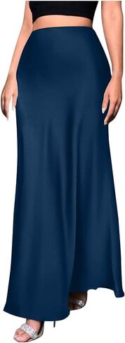 Womens Solid Satin Maxi Skirts Dressy Casual High Waisted Flowy Silk Skirts 2025 Elegant Business Party Long Skirt in Saudi Arabia
