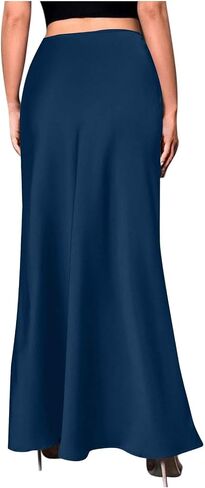 Womens Solid Satin Maxi Skirts Dressy Casual High Waisted Flowy Silk Skirts 2025 Elegant Business Party Long Skirt in Saudi Arabia