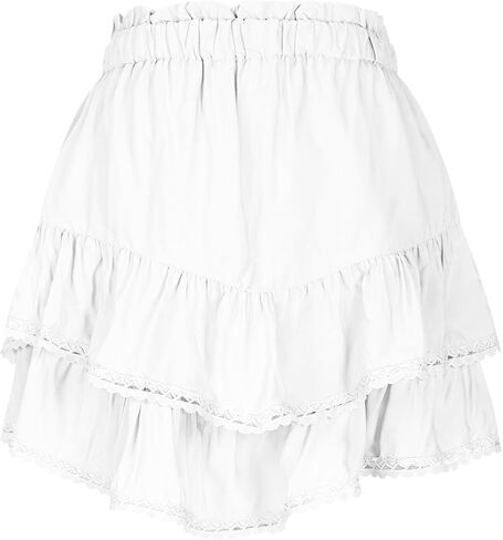 Womens Y2k Lace Mini Skirt Fashion Low Rise Ruffle Half Slip Skirt Flowy Pleated Layered Short Skirts Streetwear in Saudi Arabia