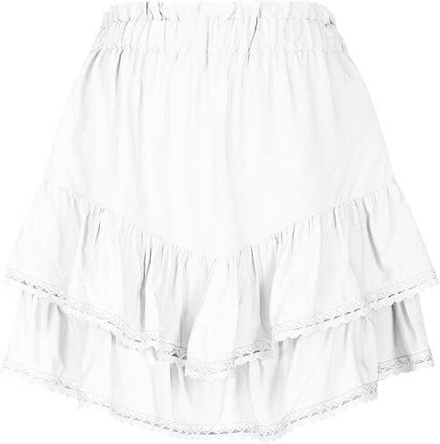 Womens Y2k Lace Mini Skirt Fashion Low Rise Ruffle Half Slip Skirt Flowy Pleated Layered Short Skirts Streetwear in Saudi Arabia