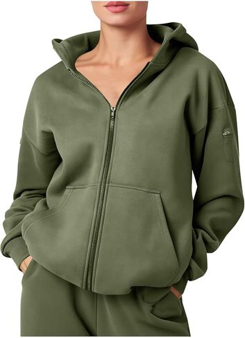 سترة نسائية بغطاء للرأس بأكمام طويلة وسترة خريف مريحة فضفاضة مع جيوب 2025 in Kuwait