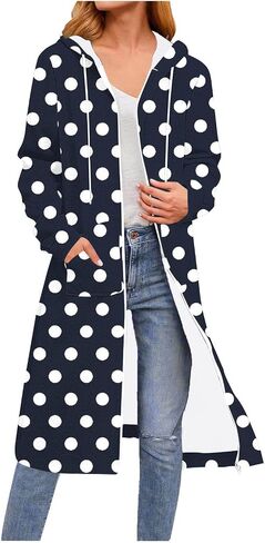 Long Zip Up Hoodie Women Print Long Sleeve Hooded Jacket Sweatshirts Comfy Winter Fashion Clothes with Pockets in Saudi Arabia