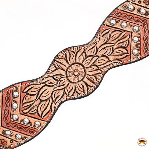 مجموعة طوق الثدي من HILASON Western Horse Floral Headstall من الجلد الأمريكي باللون البني | تك للخيول in Saudi Arabia