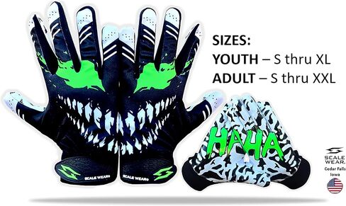 Toxic Venom Football Receiver Gloves - Tacky Sticky Grip Skin Tight Adult Pro Elite Super Performance Youth Man Boy Men Sizes in Saudi Arabia