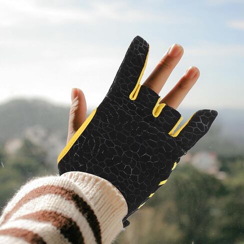 Silicone Anti-Slip Bowling Gloves Breathable Fingerless Sports Gloves for Men Women Professional Elastic Fit Yellow S in Saudi Arabia