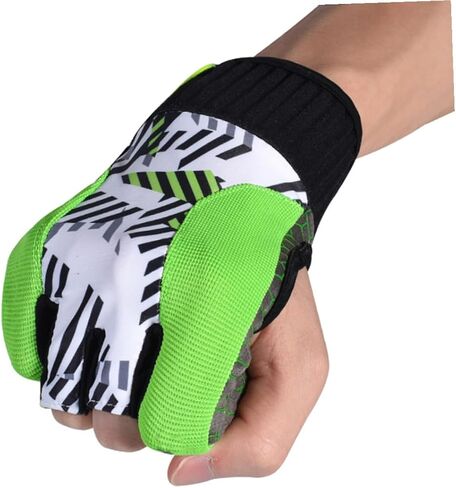 DECHOUS Professional Fingerless Bowling Gloves Anti-Slip Silicone Pattern Self-Adhesive Wrist Breathable Sports Gloves for Secure Hold and Flexible Use Green in Saudi Arabia