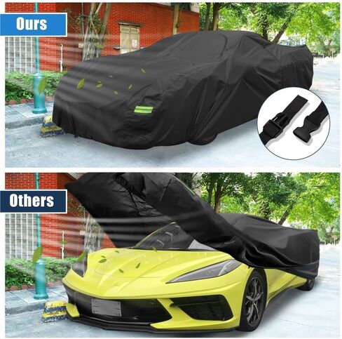 X Autohaux متوافق مع شيفروليه كورفيت C3 C4 C8 غطاء سيارة مقاوم للماء غطاء سيارة كامل خارجي حماية من جميع الأحوال الجوية مع سحاب (لـ C8) in Kuwait