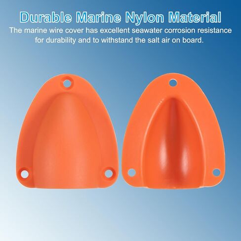 2-15/32" Nylon Marine Wire Cable Vent Cover, 2 Pcs Plastic Clam-Shell Vent Cap with Installation Screws for Boat Yacht, Orange in Saudi Arabia