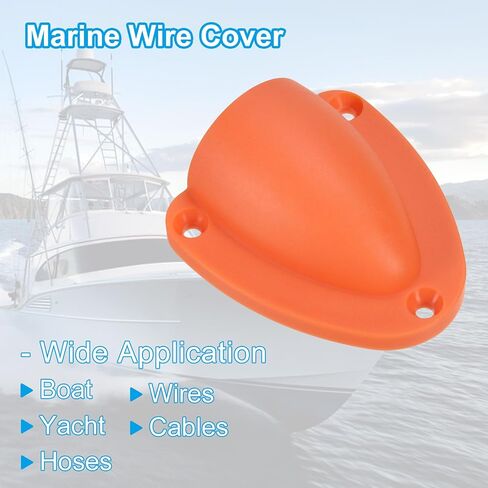 2-15/32" Nylon Marine Wire Cable Vent Cover, 2 Pcs Plastic Clam-Shell Vent Cap with Installation Screws for Boat Yacht, Orange in Saudi Arabia
