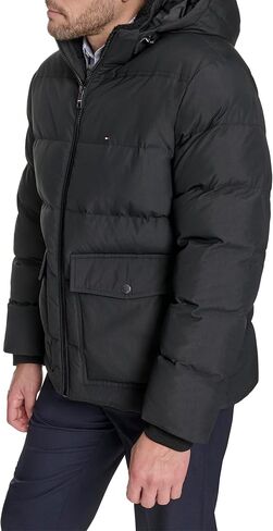 Tommy Hilfiger mens Hooded Puffer With Patch Pockets in Saudi Arabia