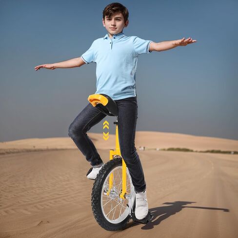16 Inch Wheel Unicycle Balance Fitness Exercise, Outdoor Wheel Unicycle with Curved Seat and Non-Slip Pedal, Garden Unicycle Wheels for Office Workers, Students and Cycling Enthusiasts in Kuwait