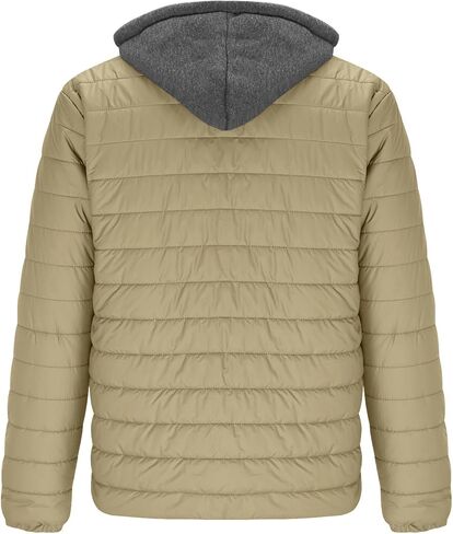 سترة منتفخة خفيفة الوزن للرجال مع غطاء محرك السيارة وسحاب أسفل سترة شتاء دافئ مبطن معطف كاجوال مبطن هوديي الستر in Kuwait