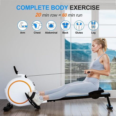 2025 Upgraded Rowing Machine,Magnetic Rowing Machines for Home with 300lb Weight Capacity,32-Levels Quiet Adjustable Resistance,Compact Rower Machine with Tablet Holder,Bluetooth&App Compatible in Saudi Arabia
