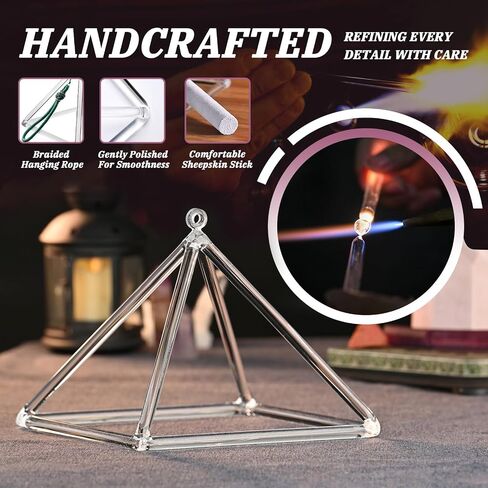 Crystal Meditation Pyramid 8 Inch Singing Bowls Crystal Healing Musical Instrument Geometric Tripod Yoga Meditation Wind Chime Percussion Instrument With Percussion Stick in Saudi Arabia