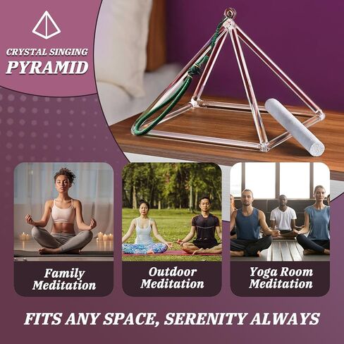 Crystal Meditation Pyramid 8 Inch Singing Bowls Crystal Healing Musical Instrument Geometric Tripod Yoga Meditation Wind Chime Percussion Instrument With Percussion Stick in Saudi Arabia