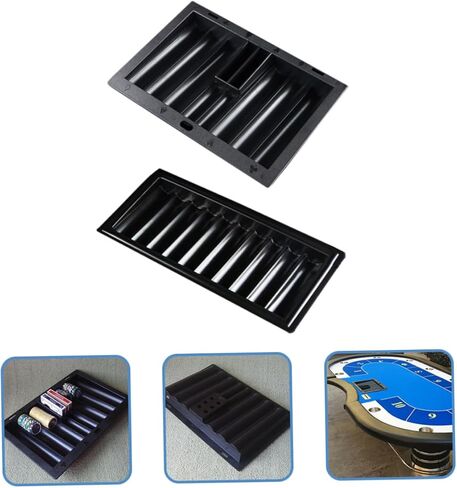 GALPADA Thick Plastic Poker Chips Tray Set of 2 Poker Chip Holder for Table for Games and Tournaments Sturdy and Easy to Clean in Kuwait