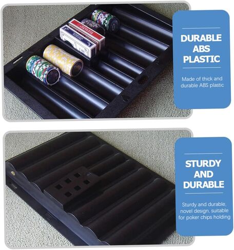 GALPADA Thick Plastic Poker Chips Tray Set of 2 Poker Chip Holder for Table for Games and Tournaments Sturdy and Easy to Clean in Kuwait