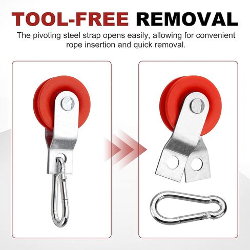 15-54 Sets 1-7/8" Nylon Pulleys Kit with Snap Hooks for Batting Cage Cable Tension Kit Smooth Sliding, Red in Saudi Arabia