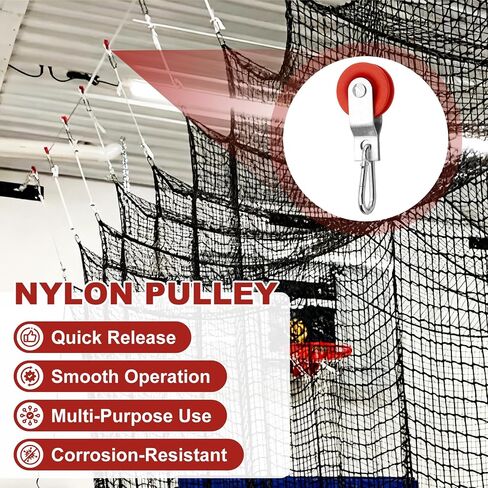 15-54 Sets 1-7/8" Nylon Pulleys Kit with Snap Hooks for Batting Cage Cable Tension Kit Smooth Sliding, Red in Saudi Arabia