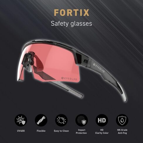 FORTIX Z87.1 Powersports Shooting Eyewear Protective Safety Glasses HD High Contrast UV400 Sports Wrap Sunglasses in Saudi Arabia