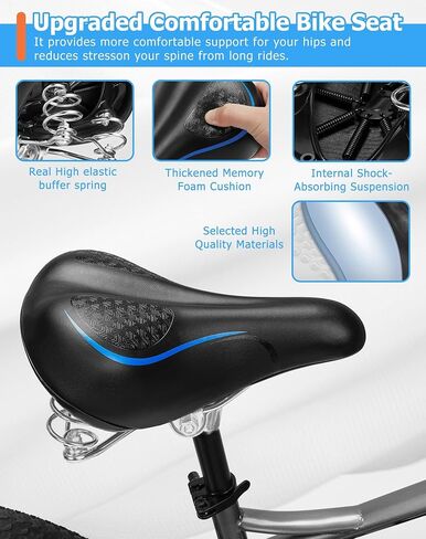 Comfortable Bike Seat with Internal Shock Absorbing Suspension, Soft Memory Foam Padded Bicycle Seat for Men Women, Comfort Bike Saddle for Mountain Bike, MTB, Ebike, Road Bike, Exercise Bike in Saudi Arabia