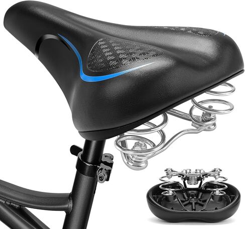 Comfortable Bike Seat with Internal Shock Absorbing Suspension, Soft Memory Foam Padded Bicycle Seat for Men Women, Comfort Bike Saddle for Mountain Bike, MTB, Ebike, Road Bike, Exercise Bike in Saudi Arabia