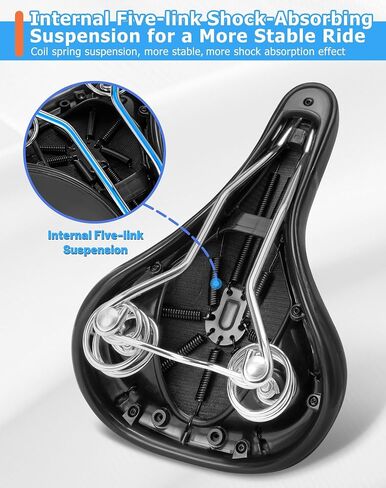 Comfortable Bike Seat with Internal Shock Absorbing Suspension, Soft Memory Foam Padded Bicycle Seat for Men Women, Comfort Bike Saddle for Mountain Bike, MTB, Ebike, Road Bike, Exercise Bike in Saudi Arabia