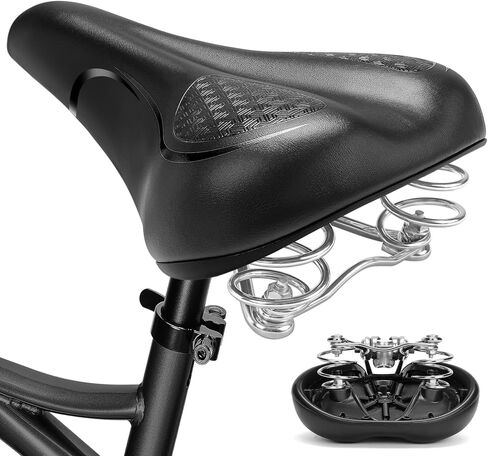 Comfortable Bike Seat with Internal Shock Absorbing Suspension, Soft Memory Foam Padded Bicycle Seat for Men Women, Comfort Bike Saddle for Mountain Bike, MTB, Ebike, Road Bike, Exercise Bike in Saudi Arabia