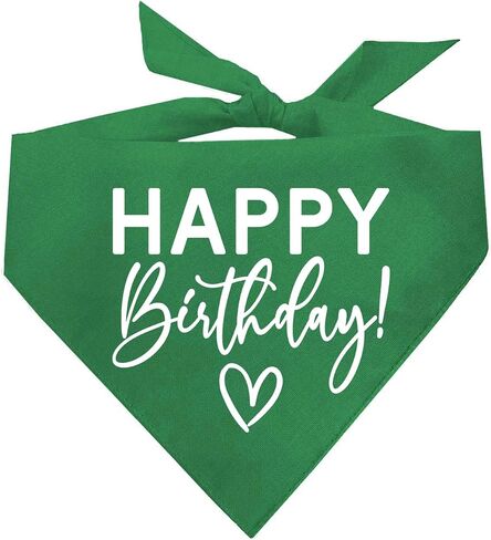 Happy Birthday Dog Bandana | 100% Cotton Triangle | Made in USA | Birthday Pawty | Party Theme | Celebration Supplies | Photoshoot Prop | Green, One Size (348) in Saudi Arabia