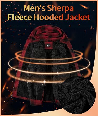JACKETOWN Mens Flannel Hoodies Plaid Hoodies Winter Zip Up Fleece Jacket Sherpa Fleece Lined Warm Flannel Jacket Coat in Saudi Arabia