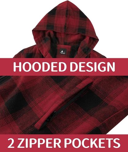 JACKETOWN Mens Flannel Hoodies Plaid Hoodies Winter Zip Up Fleece Jacket Sherpa Fleece Lined Warm Flannel Jacket Coat in Saudi Arabia