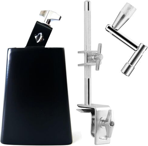6 Inch Cowbell And Cowbell Clamp, Cowbell Holder Percussion Accessory, Adjustable Drum Cowbell Mount for Bass Drum Hoop Up or Down And Drum Brushes in Saudi Arabia