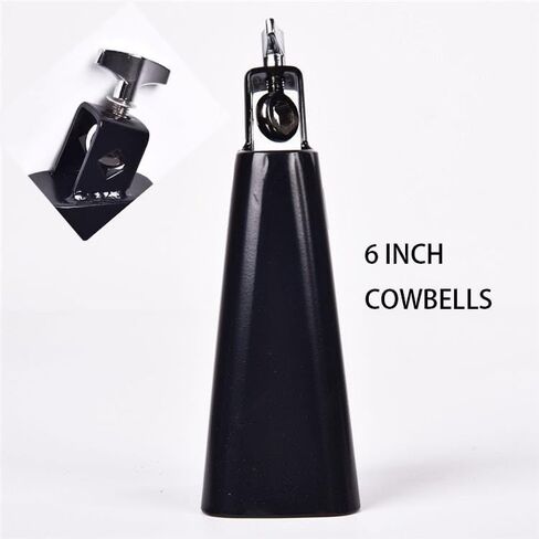 6 Inch Cowbell And Cowbell Clamp, Cowbell Holder Percussion Accessory, Adjustable Drum Cowbell Mount for Bass Drum Hoop Up or Down And Drum Brushes in Saudi Arabia