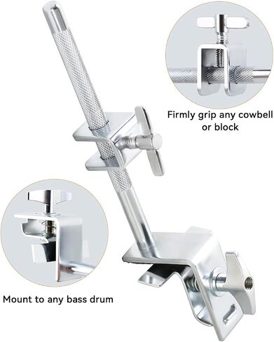 6 Inch Cowbell And Cowbell Clamp, Cowbell Holder Percussion Accessory, Adjustable Drum Cowbell Mount for Bass Drum Hoop Up or Down And Drum Brushes in Saudi Arabia