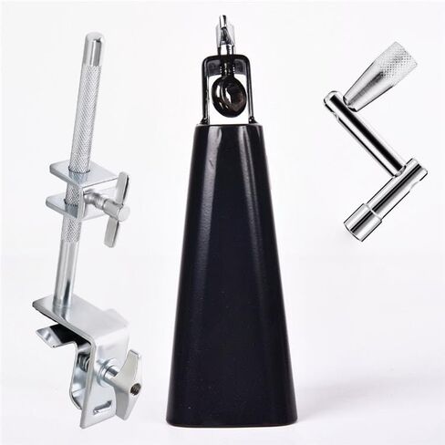 6 Inch Cowbell And Cowbell Clamp, Cowbell Holder Percussion Accessory, Adjustable Drum Cowbell Mount for Bass Drum Hoop Up or Down And Drum Brushes in Saudi Arabia