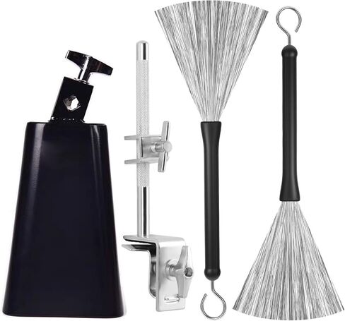 6 Inch Cowbell And Cowbell Clamp, Cowbell Holder Percussion Accessory, Adjustable Drum Cowbell Mount for Bass Drum Hoop Up or Down And Drum Brushes in Saudi Arabia