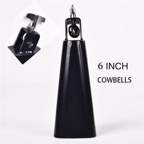 6 Inch Cowbell And Cowbell Clamp, Cowbell Holder Percussion Accessory, Adjustable Drum Cowbell Mount for Bass Drum Hoop Up or Down And Drum Brushes in Saudi Arabia