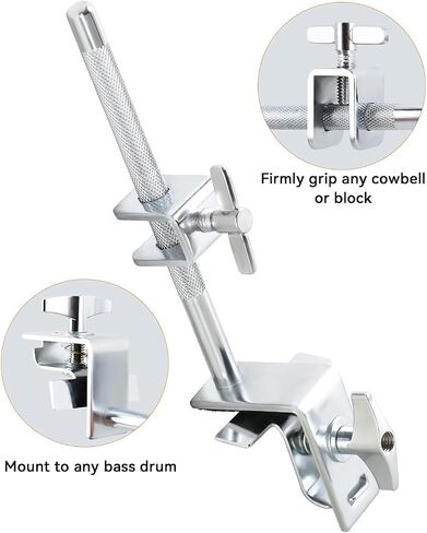 6 Inch Cowbell And Cowbell Clamp, Cowbell Holder Percussion Accessory, Adjustable Drum Cowbell Mount for Bass Drum Hoop Up or Down And Drum Brushes in Saudi Arabia