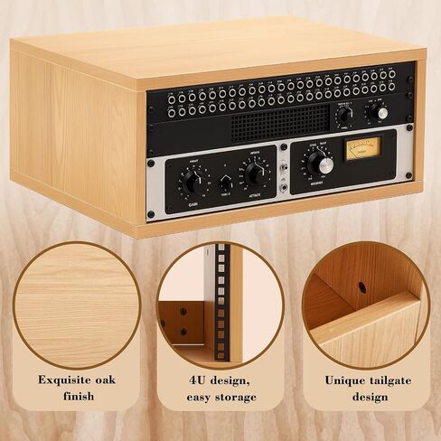 4U Wooden Studio Rack for Pro Audio Gear 4u Audio Rack Case in Oak Finish Compact Efficient Desktop Storage Protect Equipment Studio Control Home Room Use (Wood) in Saudi Arabia