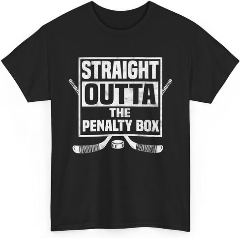 هوكي الجليد هدية مستقيم Outta صندوق الجزاء التي شيرت للبنين لاعب للجنسين قمصان الهوكي للرجال النساء هدايا لمحبي الهوكي in Saudi Arabia