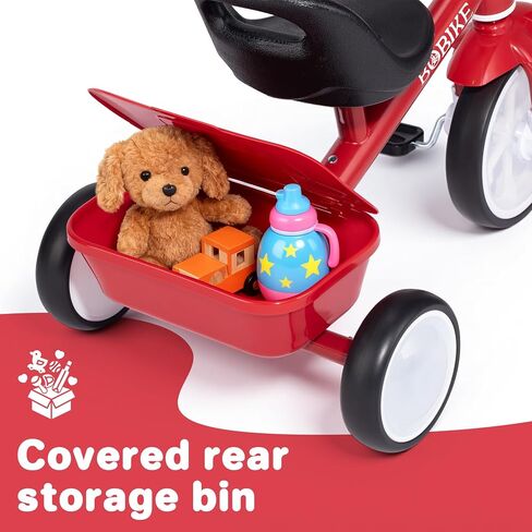 Bobike Toddler Tricycle for Ages 2-5 Years, Tricycle with 2 LED Light Wheels, Toddler Bike with 3-Position Seat and Rear Basket, Kids Bike Gift for Boys & Girl (Red) in Saudi Arabia