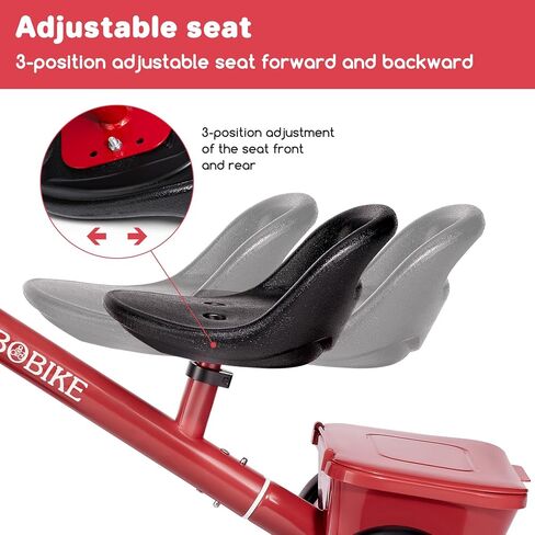 Bobike Toddler Tricycle for Ages 2-5 Years, Tricycle with 2 LED Light Wheels, Toddler Bike with 3-Position Seat and Rear Basket, Kids Bike Gift for Boys & Girl (Red) in Saudi Arabia